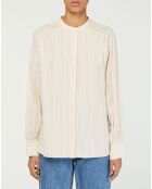 Chemise droite Enola à rayures blanc/rose pâle